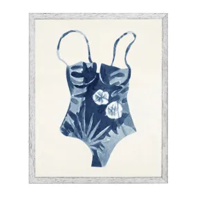 Watercolor Navy Tropical One Piece Bathing Suit