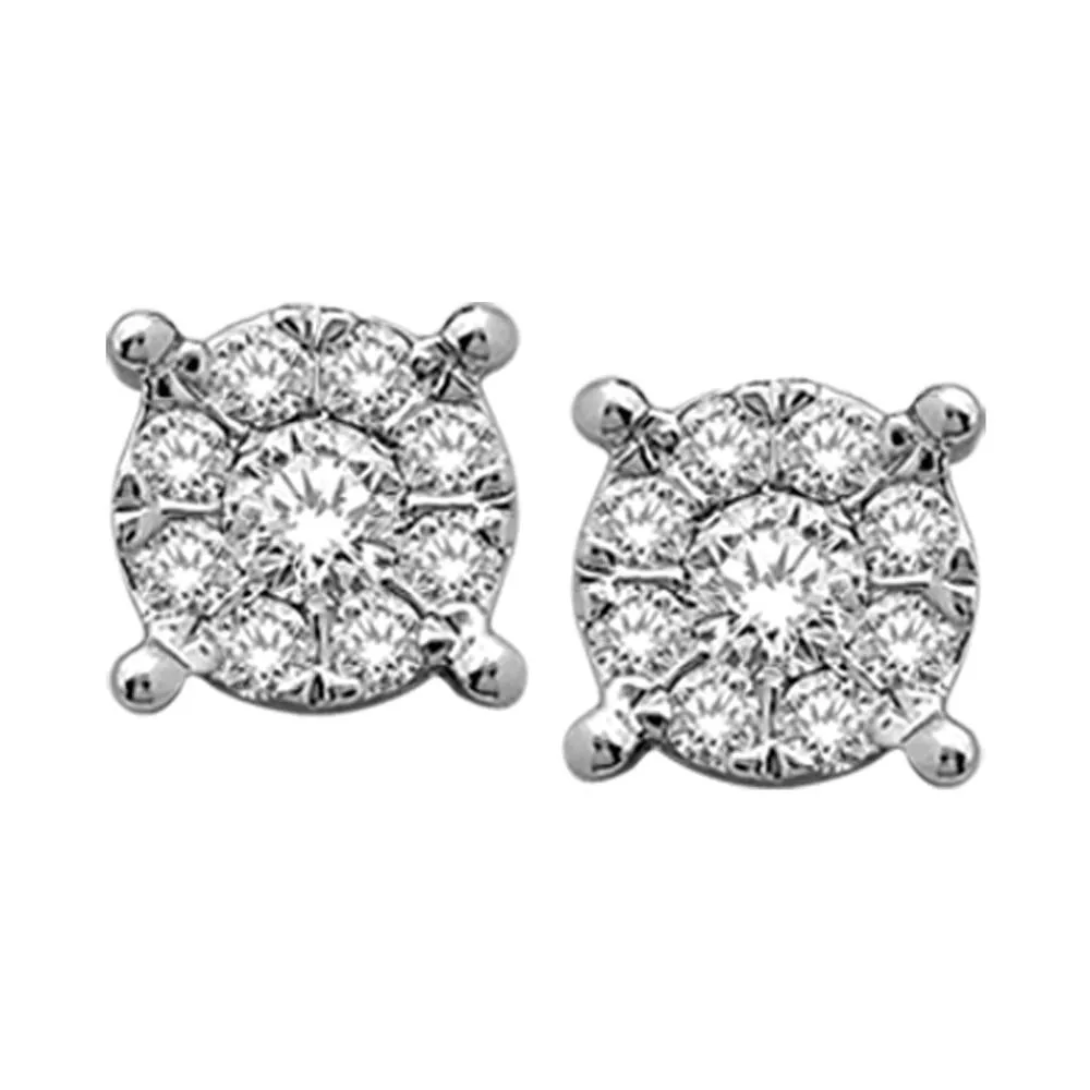 10K White Gold 1/3 Ct.Tw.Diamond Fashion Earrings