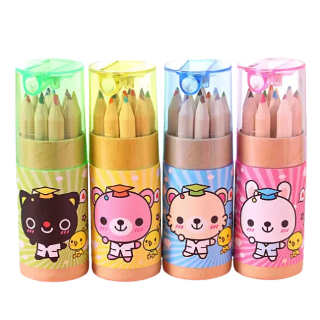 12 pcs Graduation Bear Tube Colour Pencil