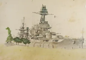 1940's Battleship Drawing