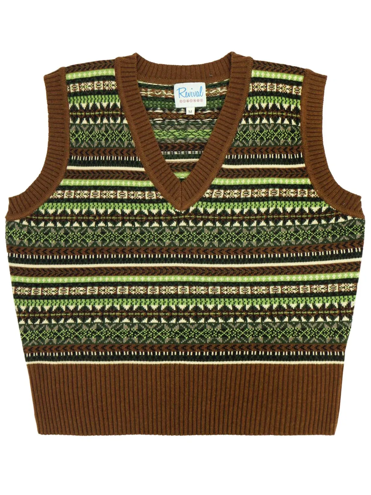 1940s Vintage Melvin Fair Isle Tank Top in Hazelnut Brown