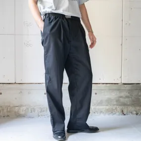 1990-00s Italian military one tuck chino slacks -black dyed- 'dead stock'