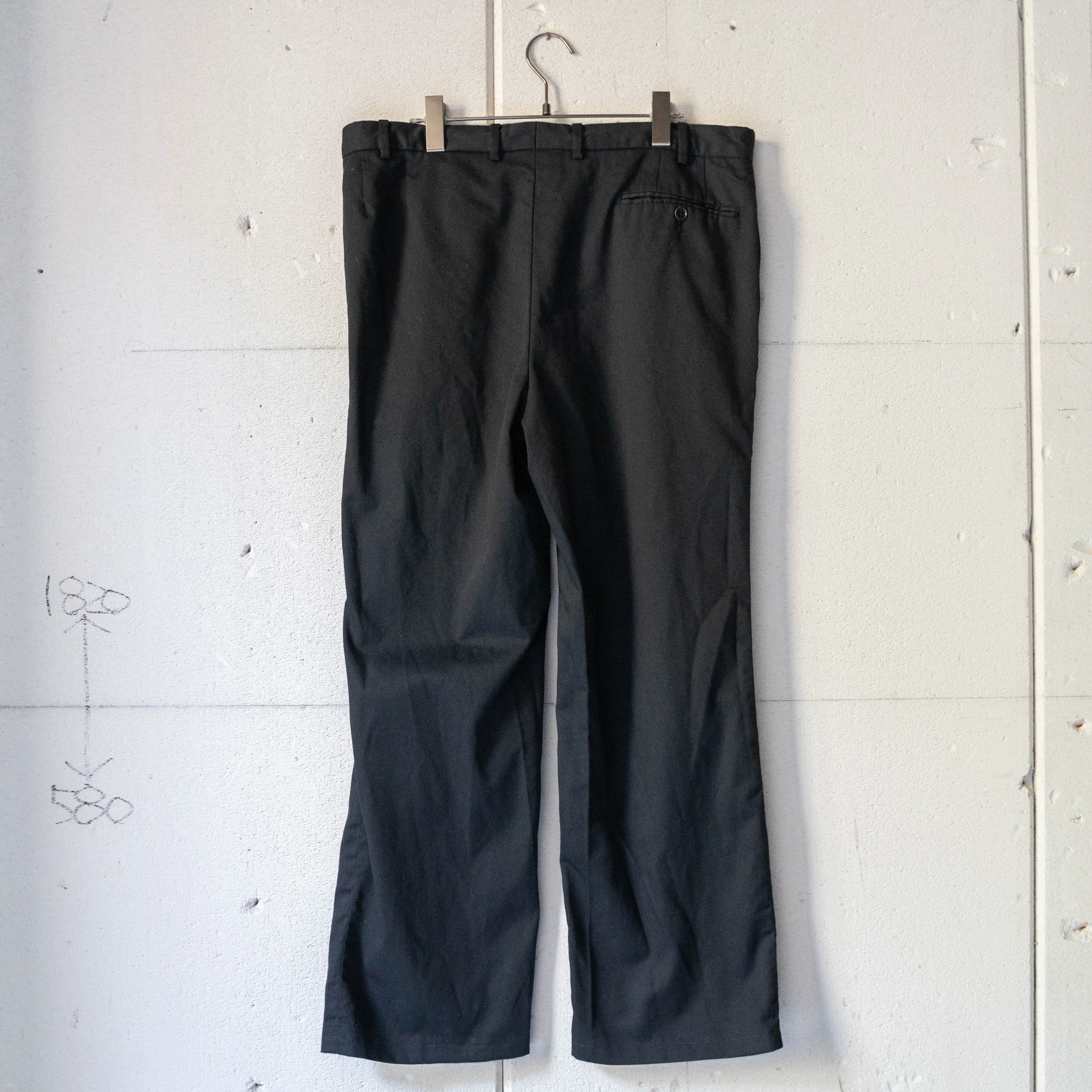 1990-00s Italian military one tuck chino slacks -black dyed- 'dead stock'