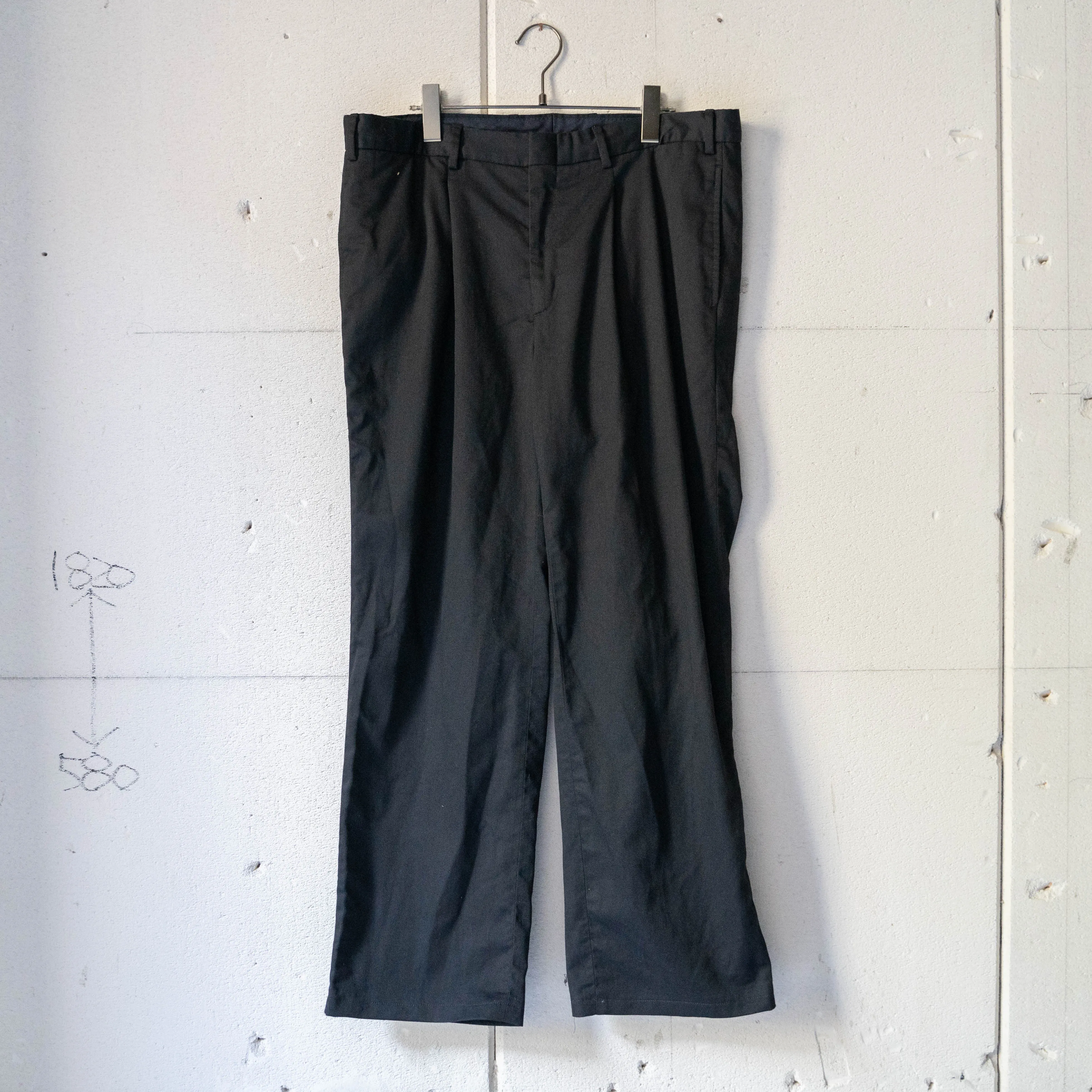 1990-00s Italian military one tuck chino slacks -black dyed- 'dead stock'