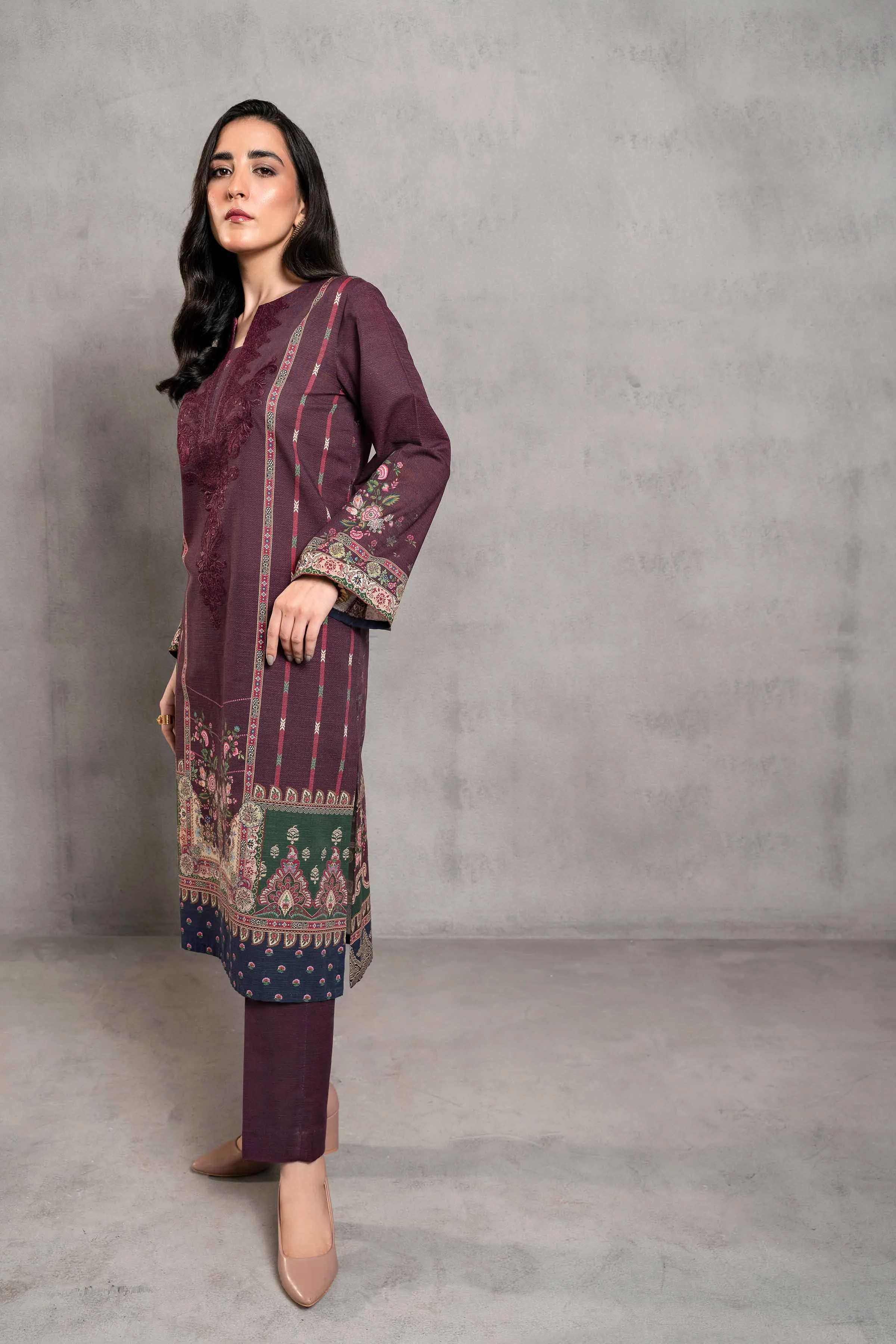 2 Piece - Digital Printed Embroidered Suit - 42303292