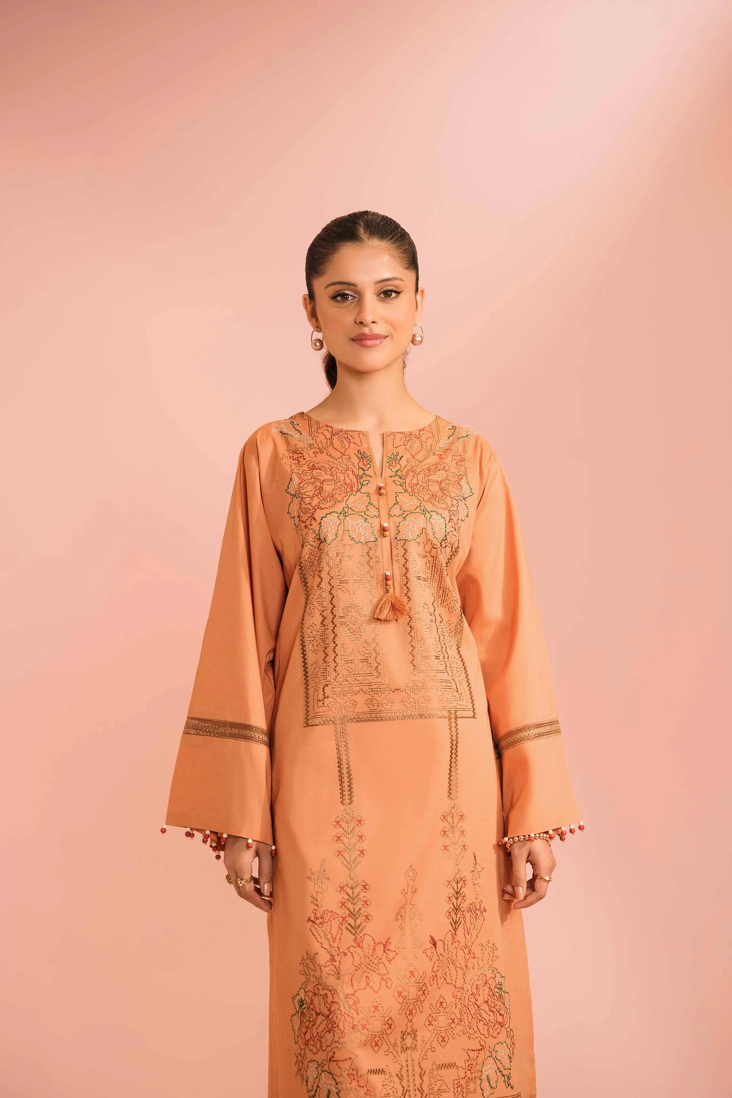 2 Piece - Dyed Embroidered Suit -  42301584