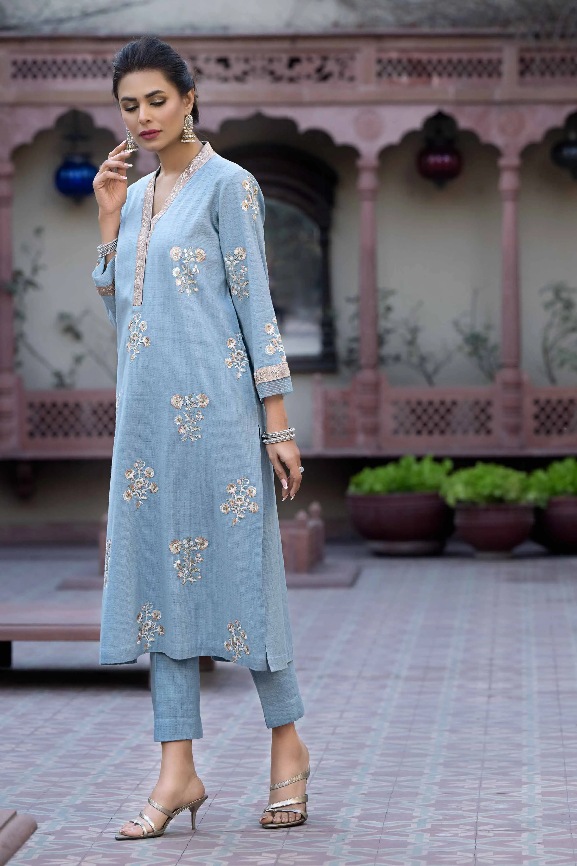 Embroidered 2-Piece Suit Set - KFE23-20: Elegant and Stylish Womens Fashion Outfit.