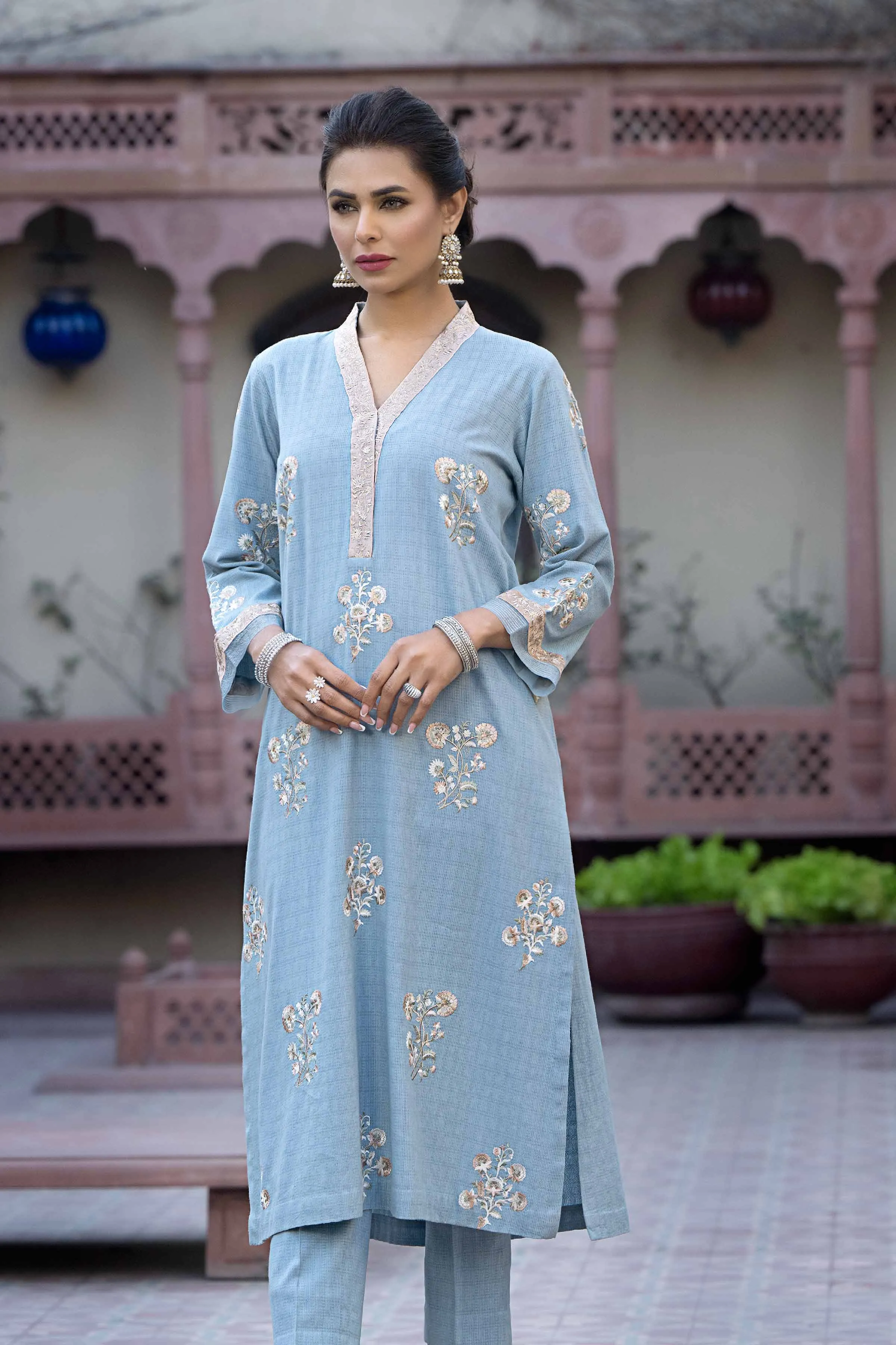 Embroidered 2-Piece Suit Set - KFE23-20: Elegant and Stylish Womens Fashion Outfit.