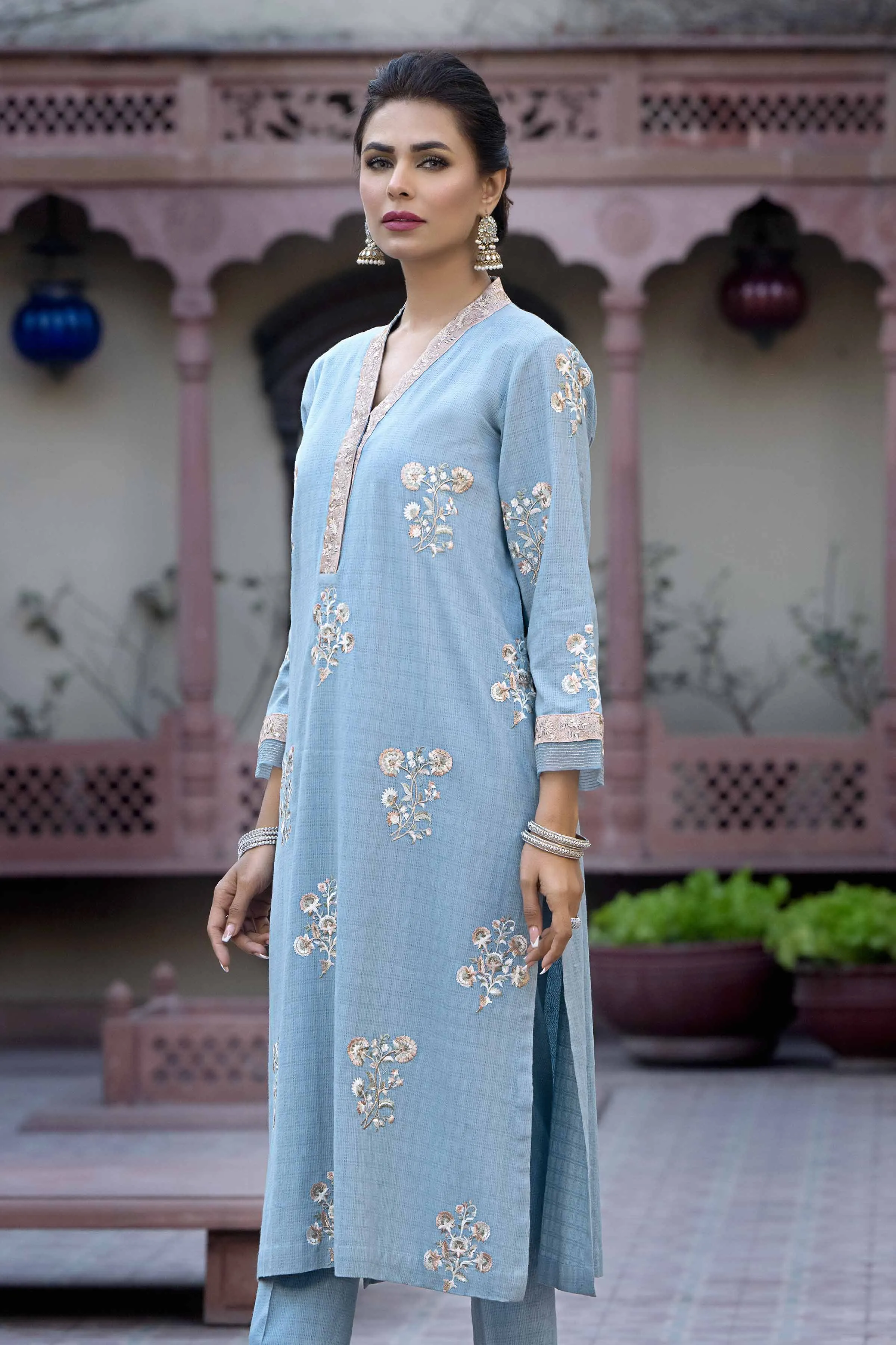 Embroidered 2-Piece Suit Set - KFE23-20: Elegant and Stylish Womens Fashion Outfit.