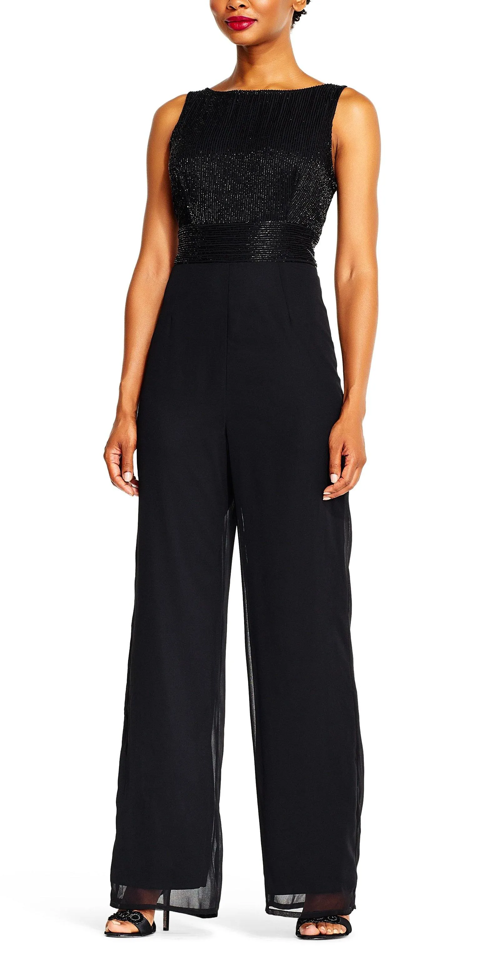 Adrianna Papell AP1E202207 Sleeveless Long Formal Chiffon Jumpsuit