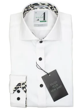 Alviso Boys Slim Fit Solid White Dress Shirt with Contrast Collar and Cuffs - Broadcloth Fabric