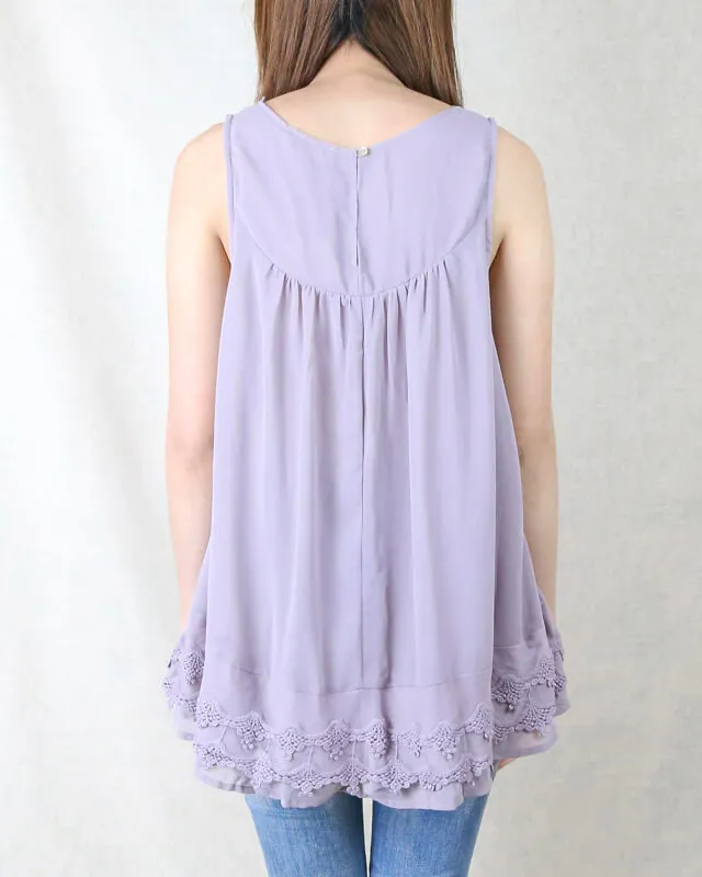 Angel Sleeveless Lace Flowy Top -  More Colors