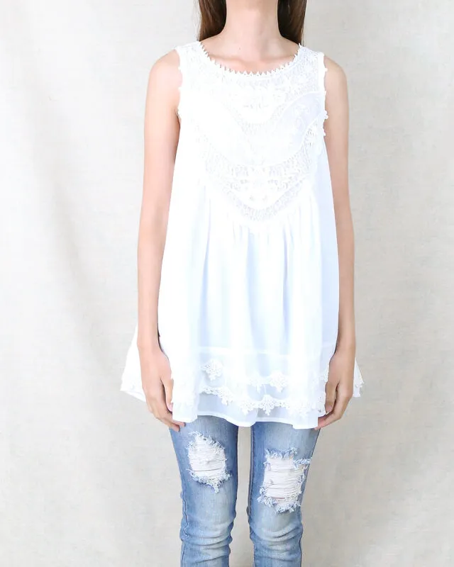 Angel Sleeveless Lace Flowy Top -  More Colors