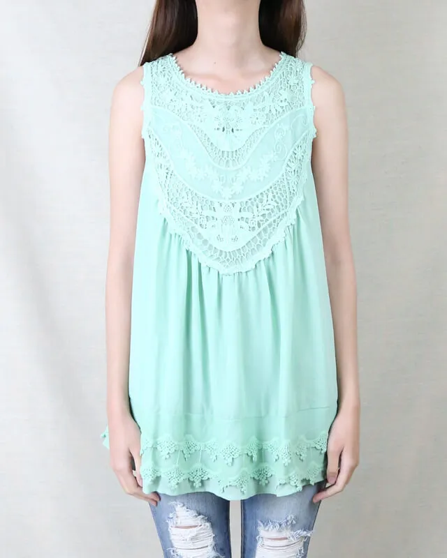 Angel Sleeveless Lace Flowy Top -  More Colors