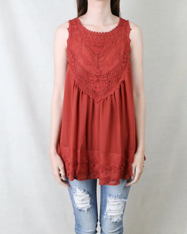 Angel Sleeveless Lace Flowy Top -  More Colors