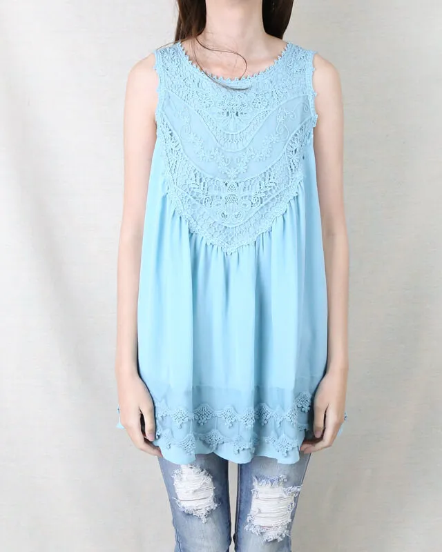 Angel Sleeveless Lace Flowy Top -  More Colors