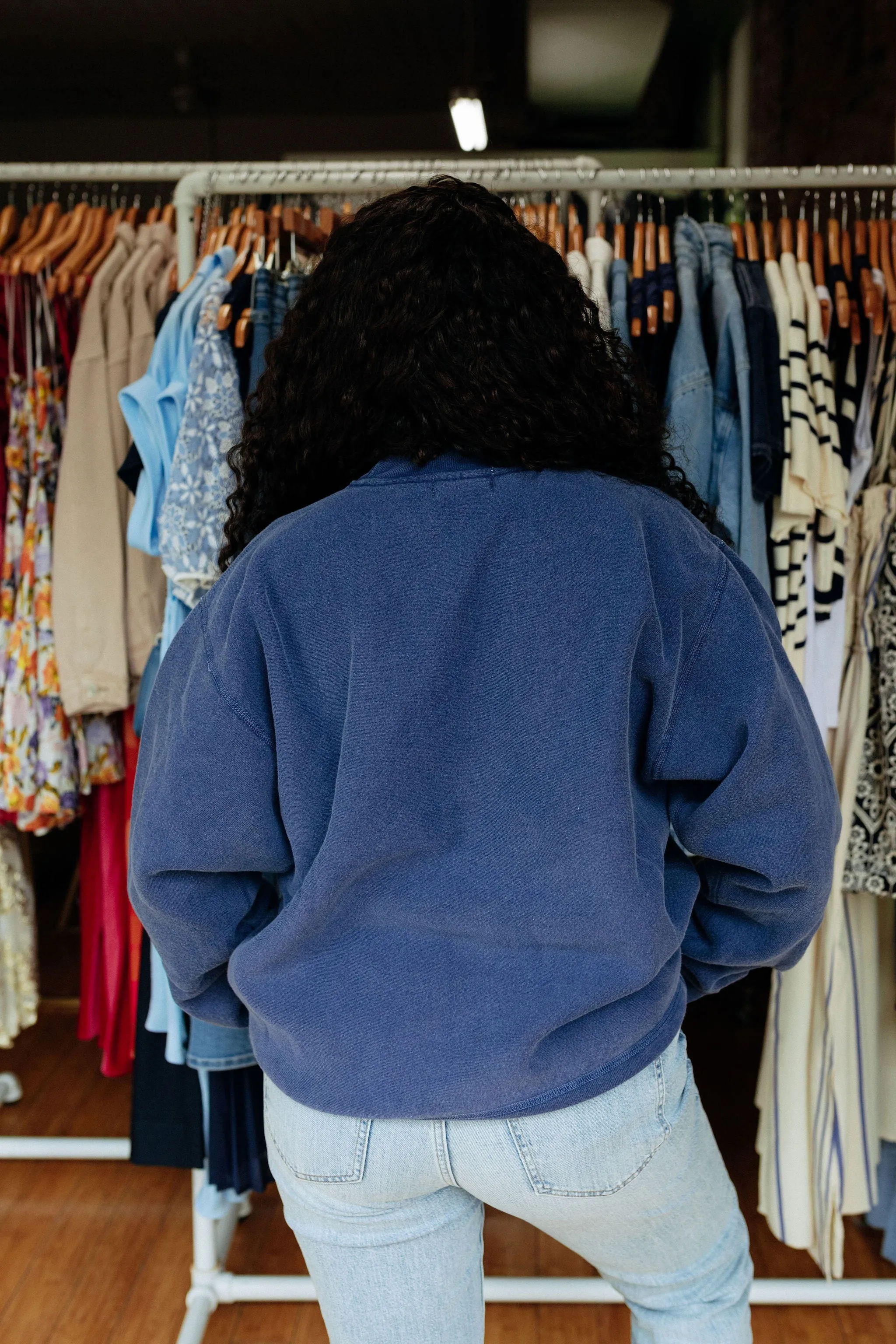 Ann Arbor Embroidered Navy Crewneck