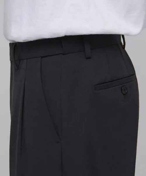 Aplaze Wide Pants Crop Slacks Dark Grey