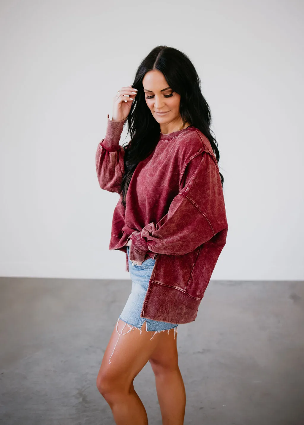 Arie Acid Wash Pullover