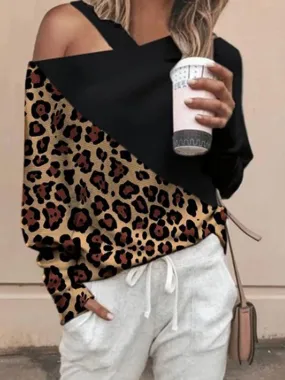 Autumn and Winter Fashion Mosaic Leopard Sweater