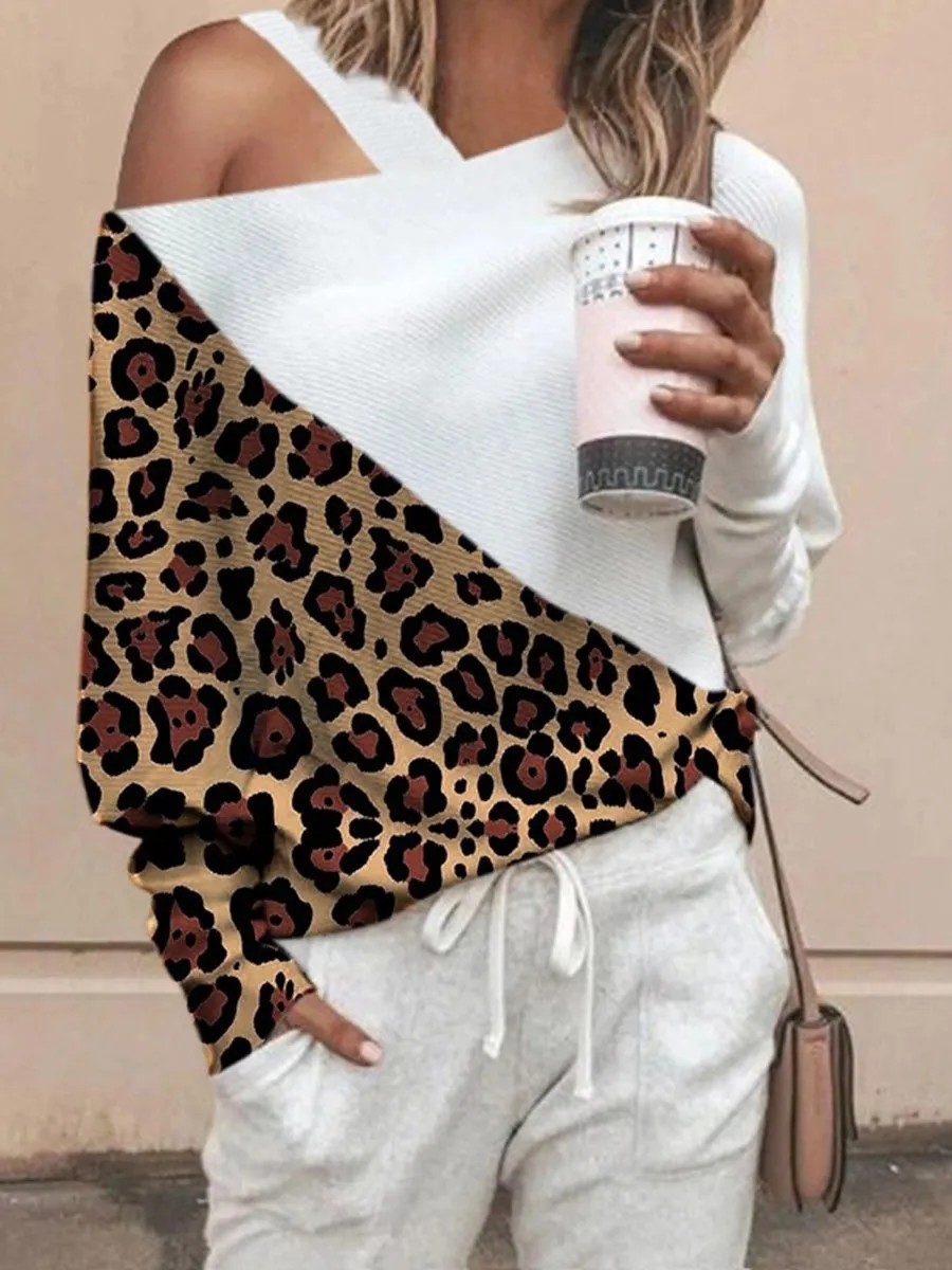 Autumn and Winter Fashion Mosaic Leopard Sweater