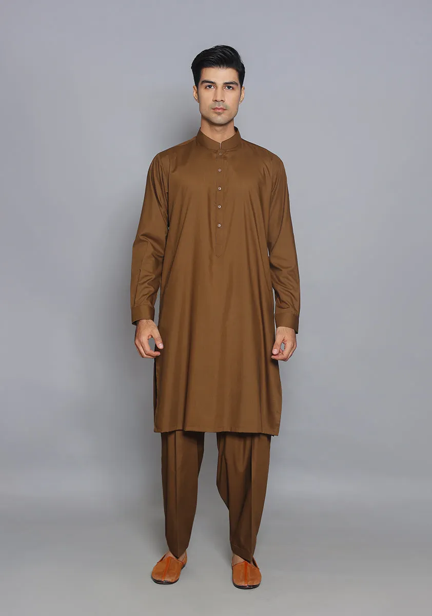 Basic Poly Viscose  Coffee Liqueur Classic Fit Suit