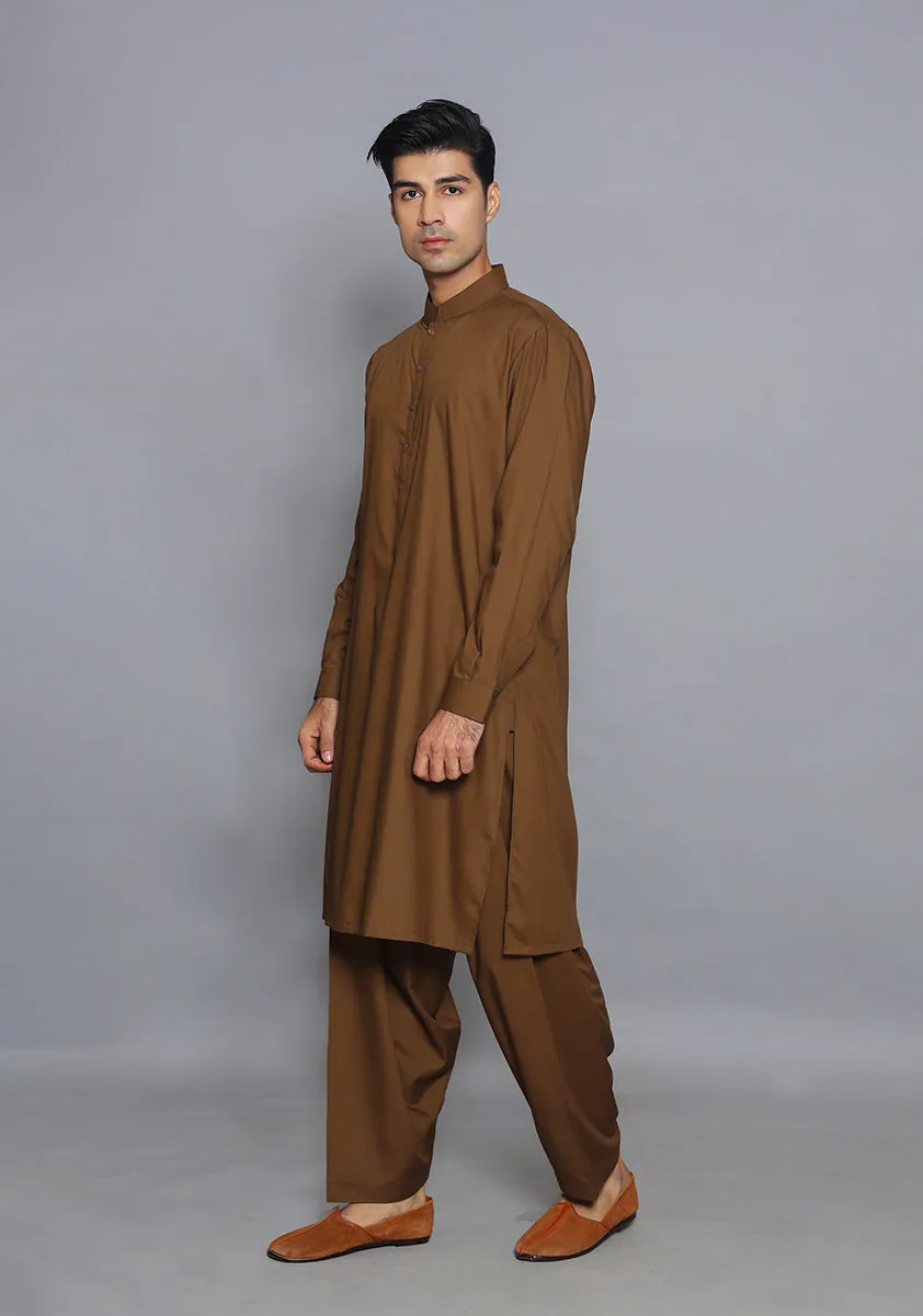 Basic Poly Viscose  Coffee Liqueur Classic Fit Suit