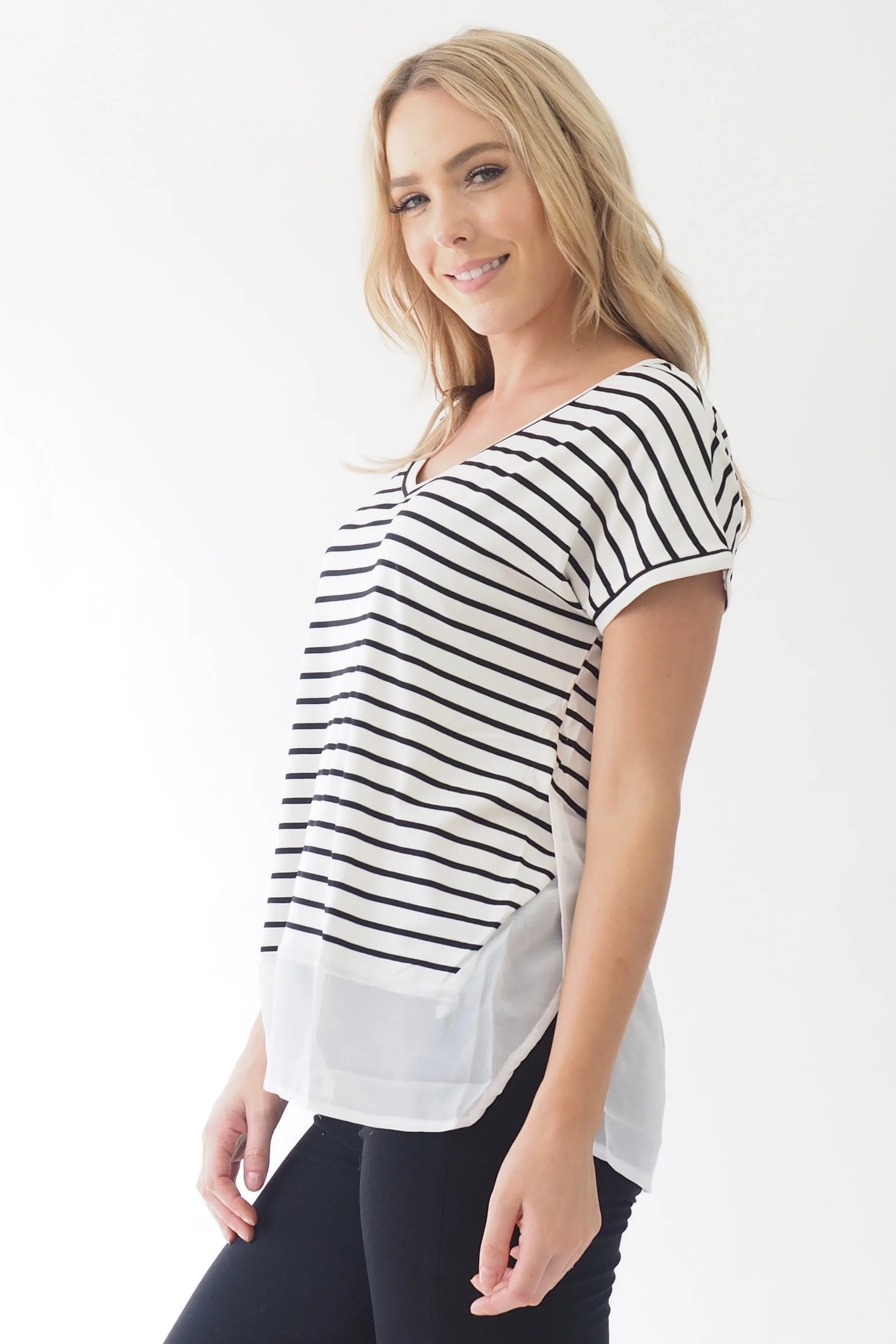 Basics stripe Top - white