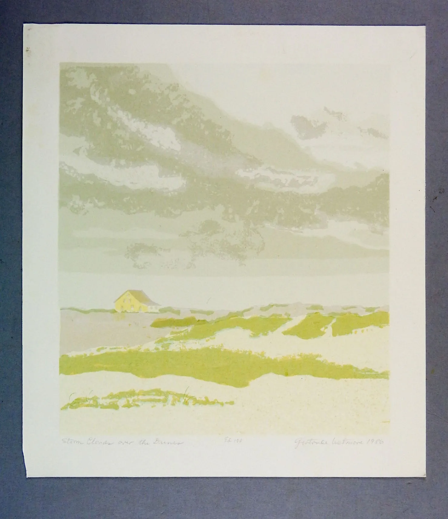 Beach Scene In Pale Colors Serigraph