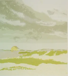 Beach Scene In Pale Colors Serigraph