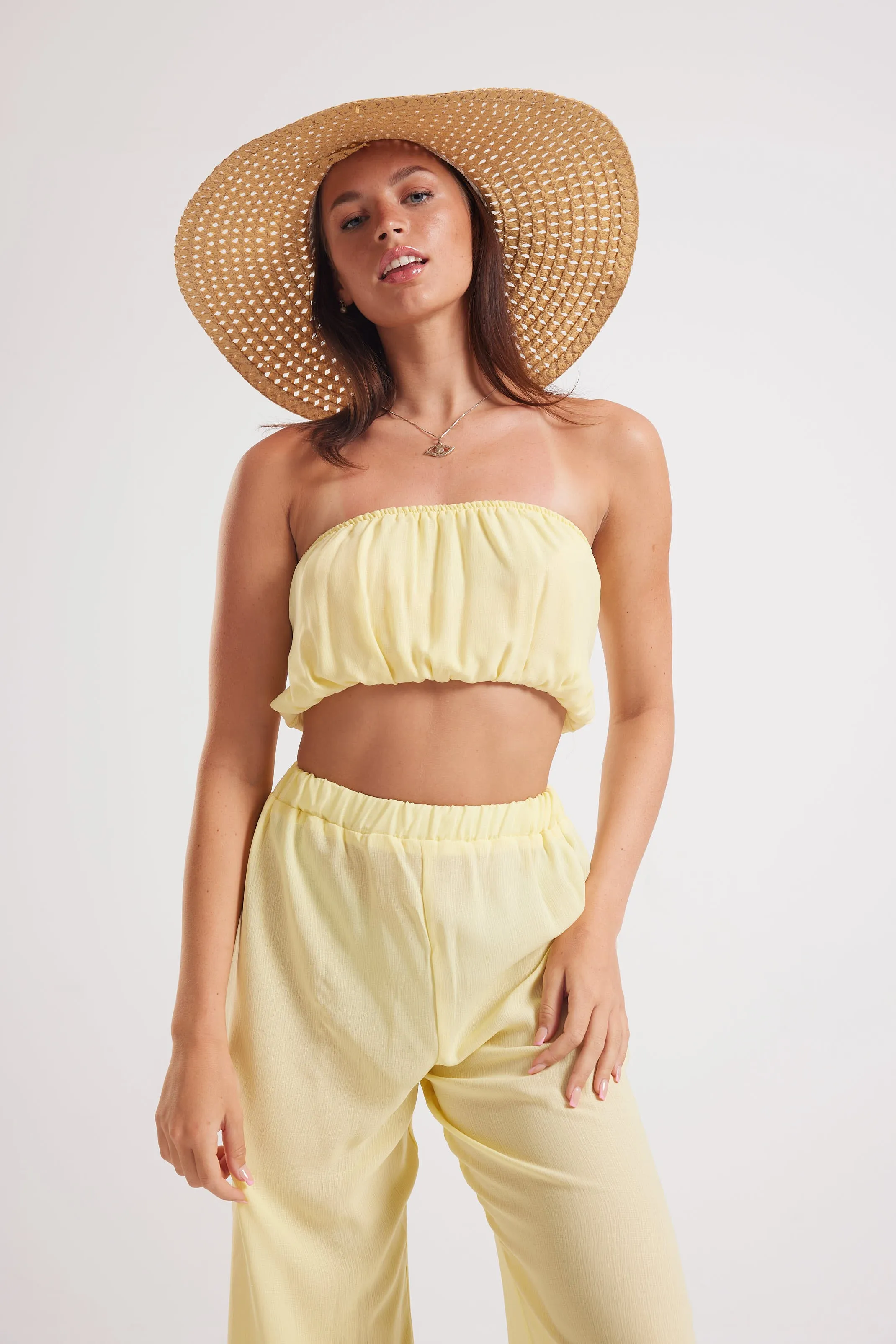 BEACH SIDE SLIT SET - YELLOW