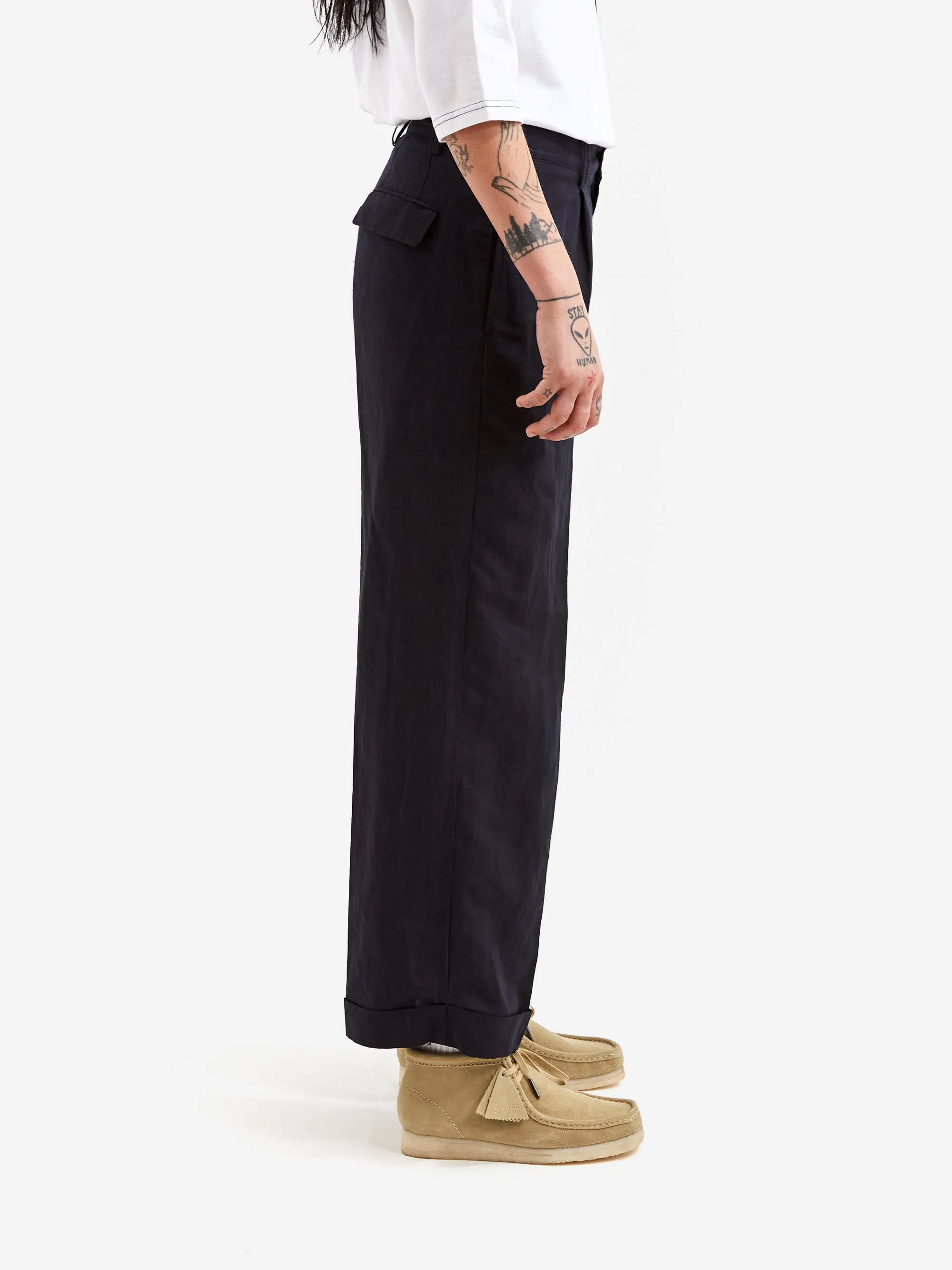 Beams Boy 1 Pleated Slacks - Dark Navy