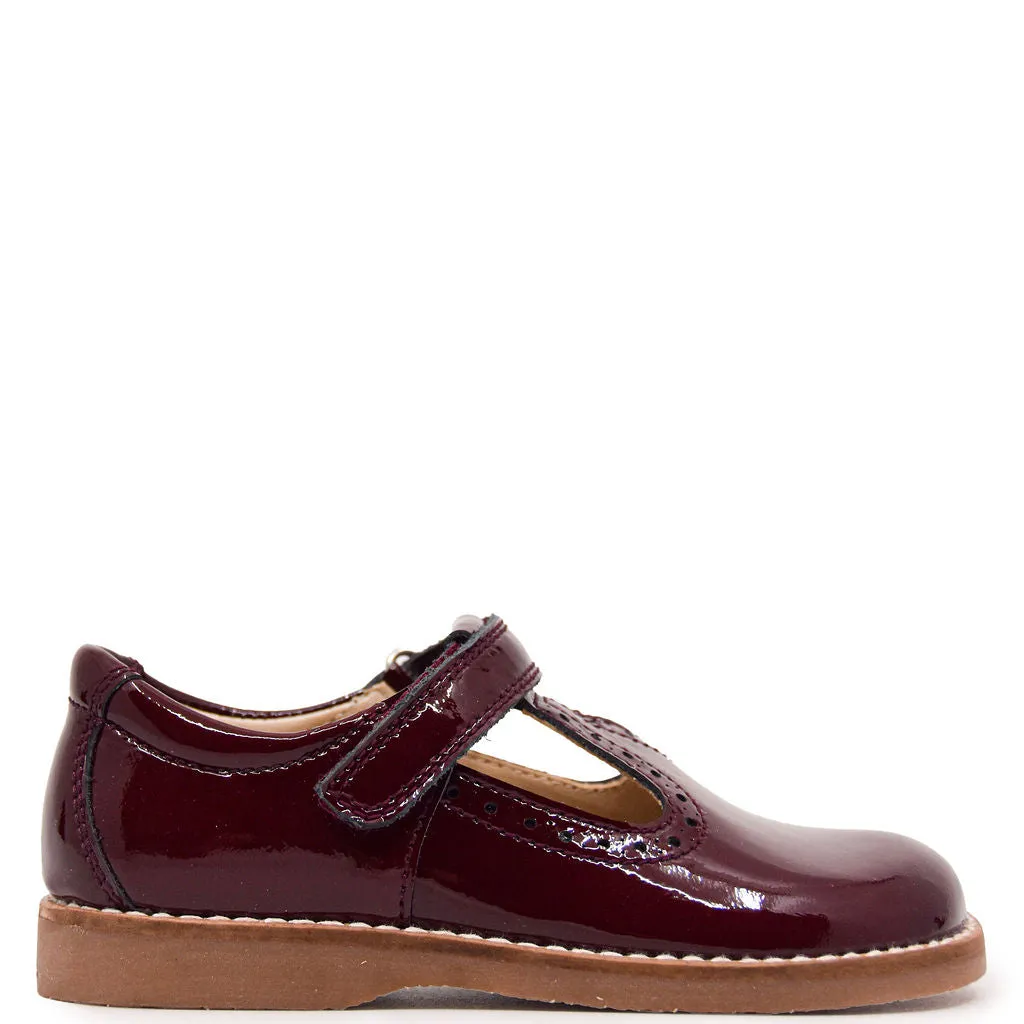 Maroon Patent School Mary Jane Shoes with Velcro Closure