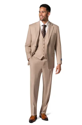 Berragamo MARCO UNI 3PC Notch Slim Suit - Tan