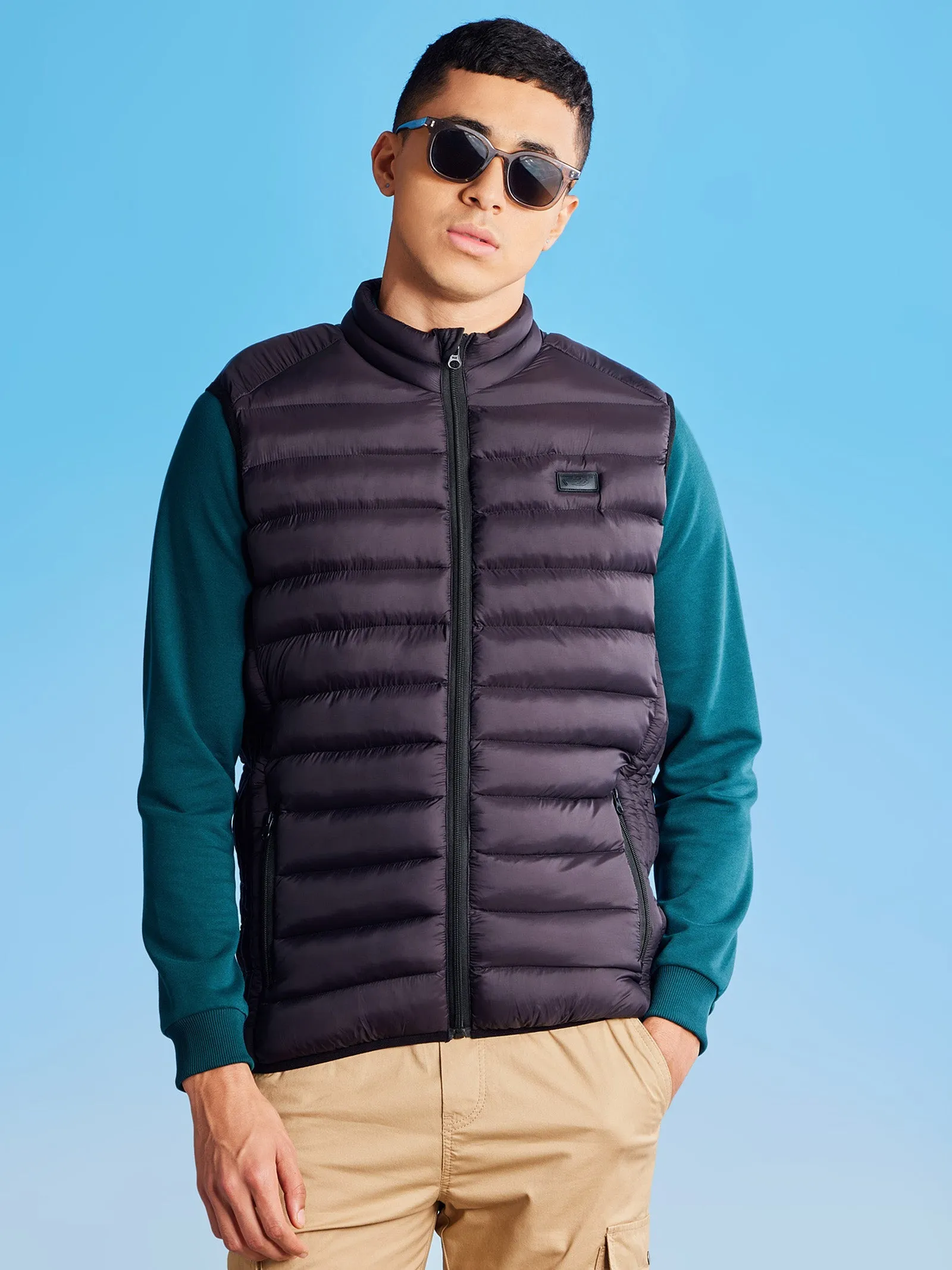 Black Sleeve Less Puffer Jacket