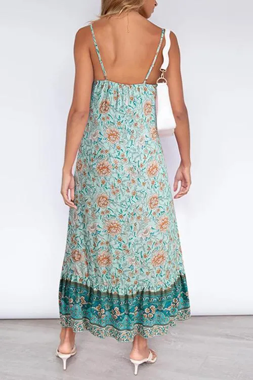 Boho Print Slip Maxi Dress