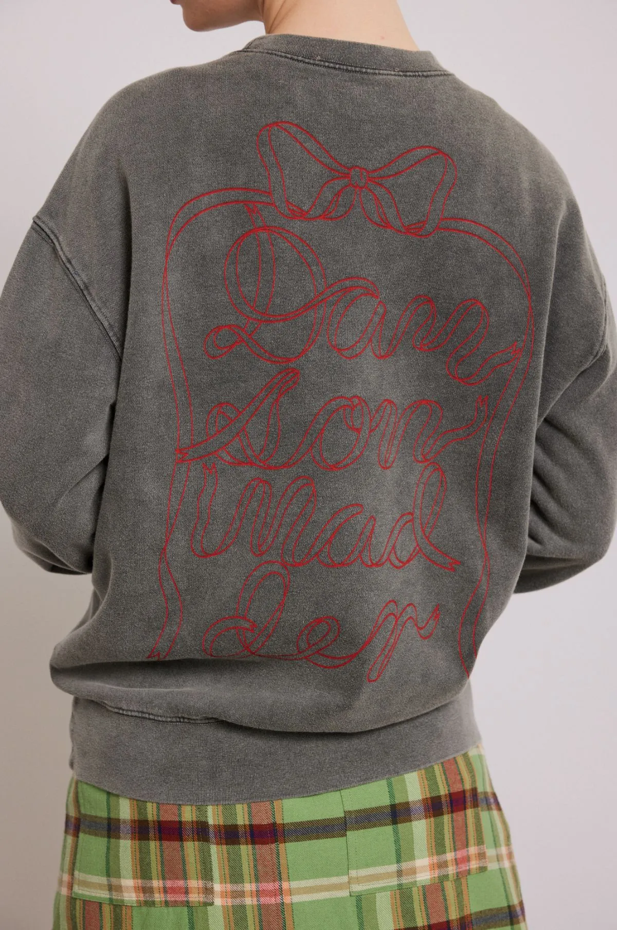 Bow Logo Crew Neck Sweat Charcoal