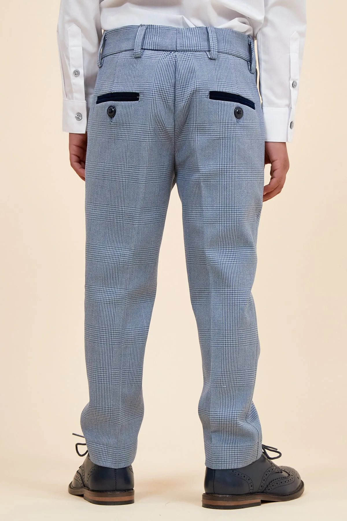 BROMLEY - Children's Sky Blue Check Print Three Piece Suit