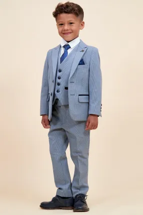 BROMLEY - Children's Sky Blue Check Print Three Piece Suit