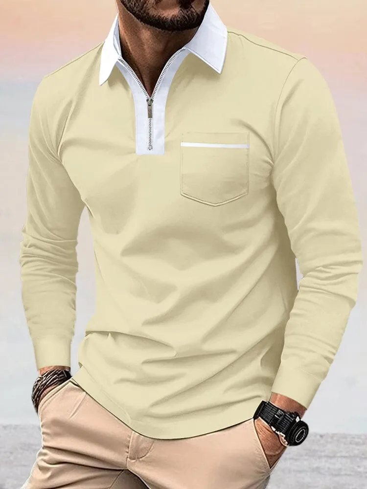 Casual Color Spliced Polo Shirt