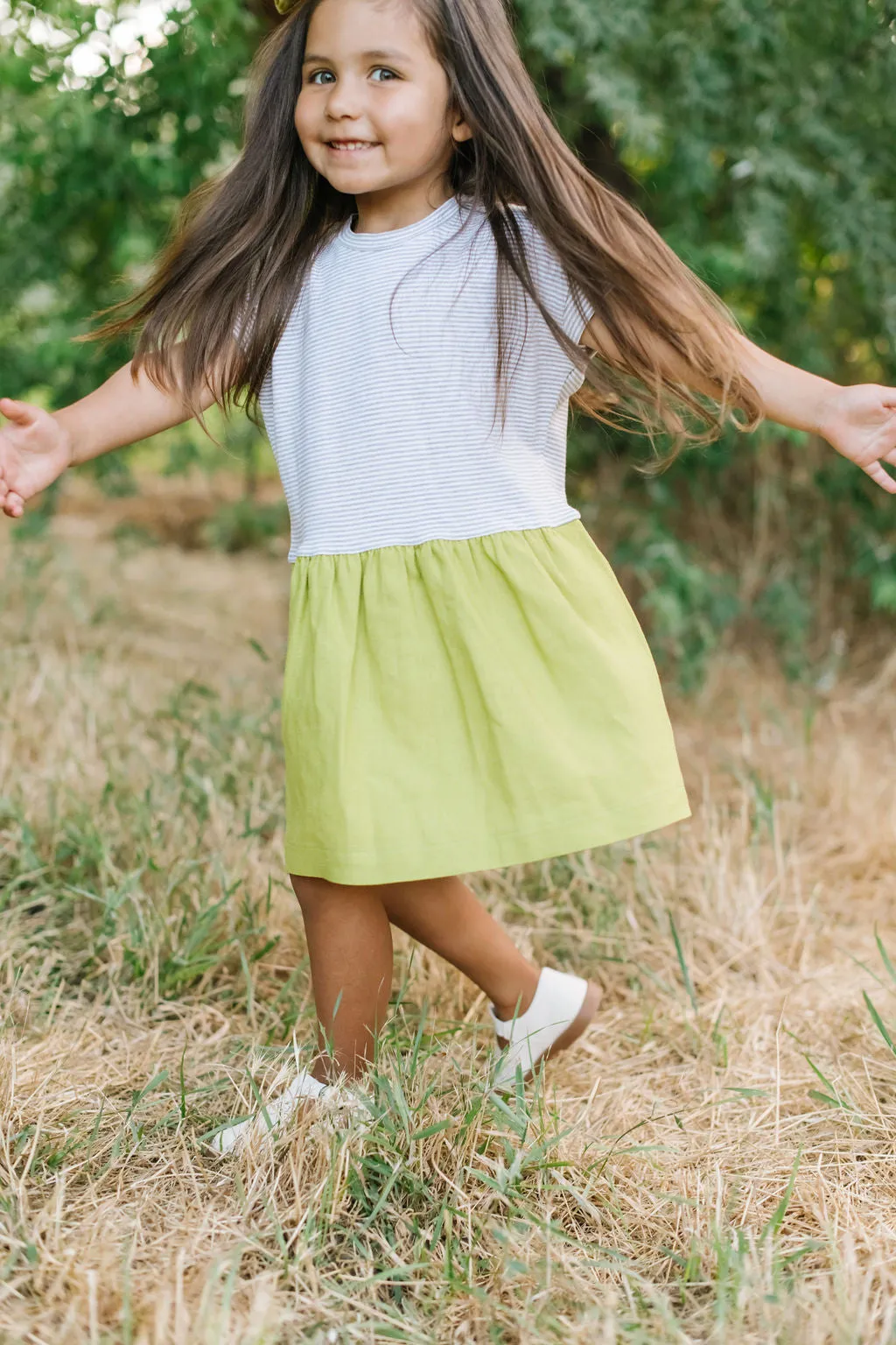 Casual Dress in Stone Stripe