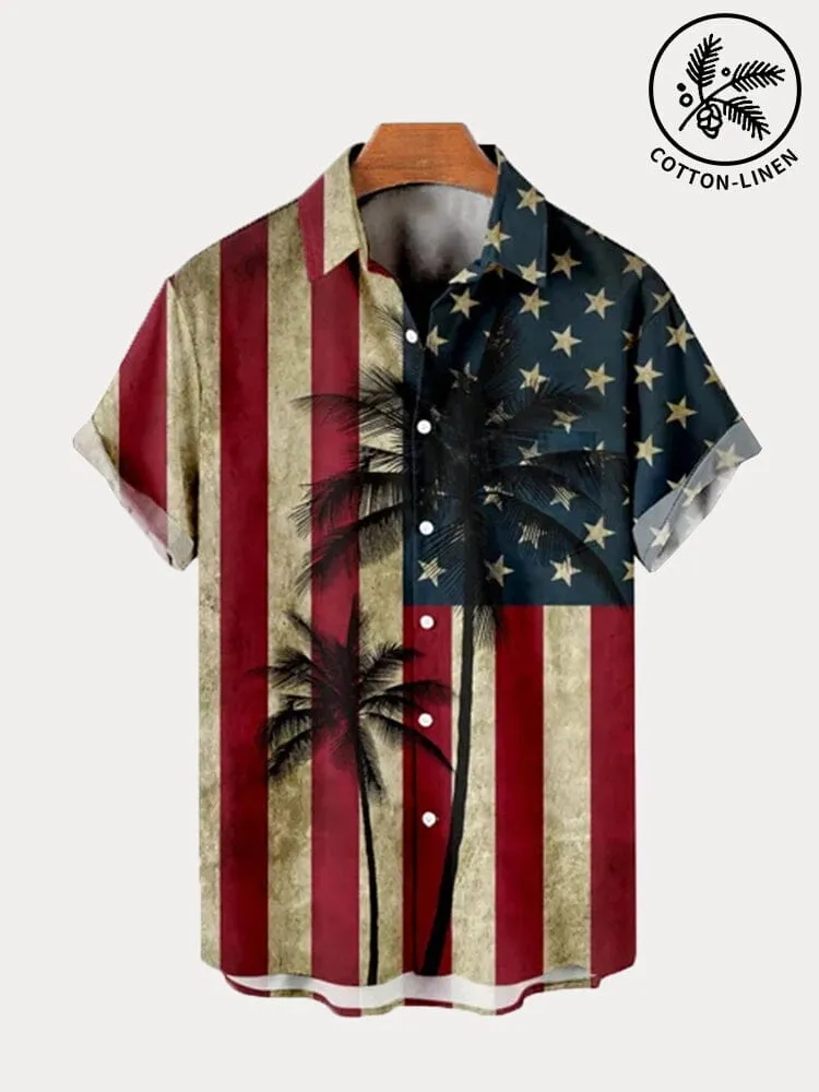 Casual Line Flag Pattern Printed Shirt