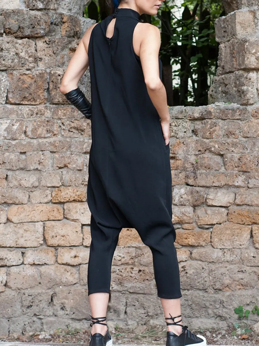 Casual Loose Sleeveless Pocket Jumpsuits