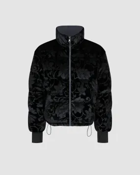 Premium Charcoal Burnout Pottery-Inspired Puffer Jacket