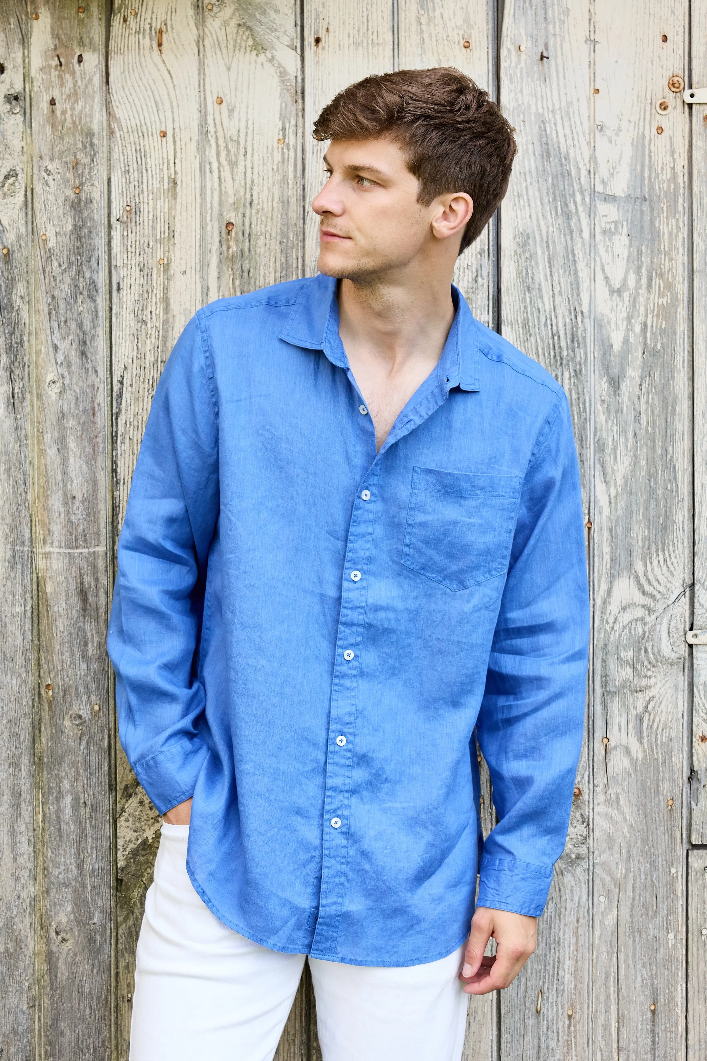 Classic Linen Shirt -Marine Blue