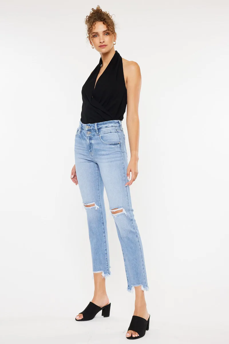 Clover High Rise Slim Straight Fit Leg Jeans