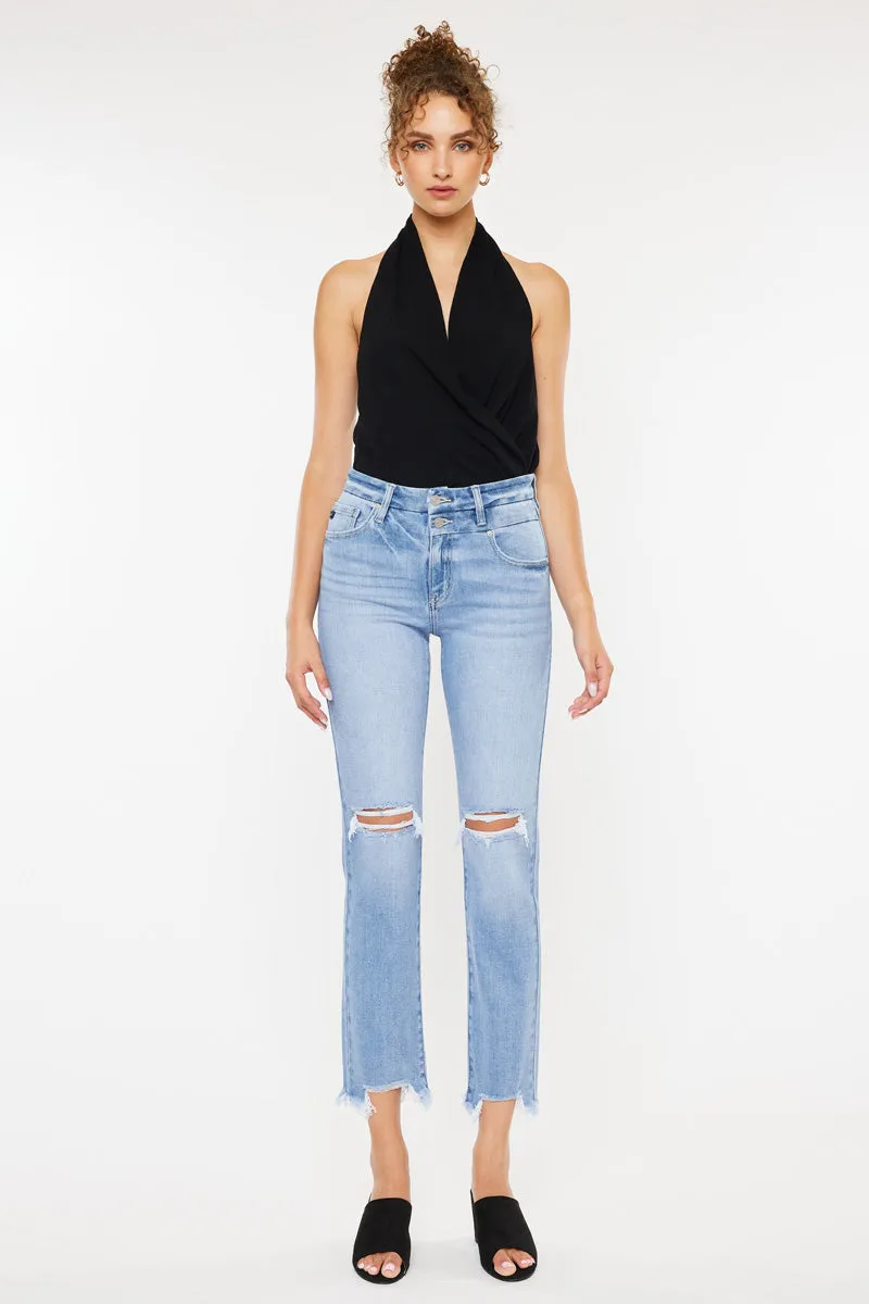 Clover High Rise Slim Straight Fit Leg Jeans