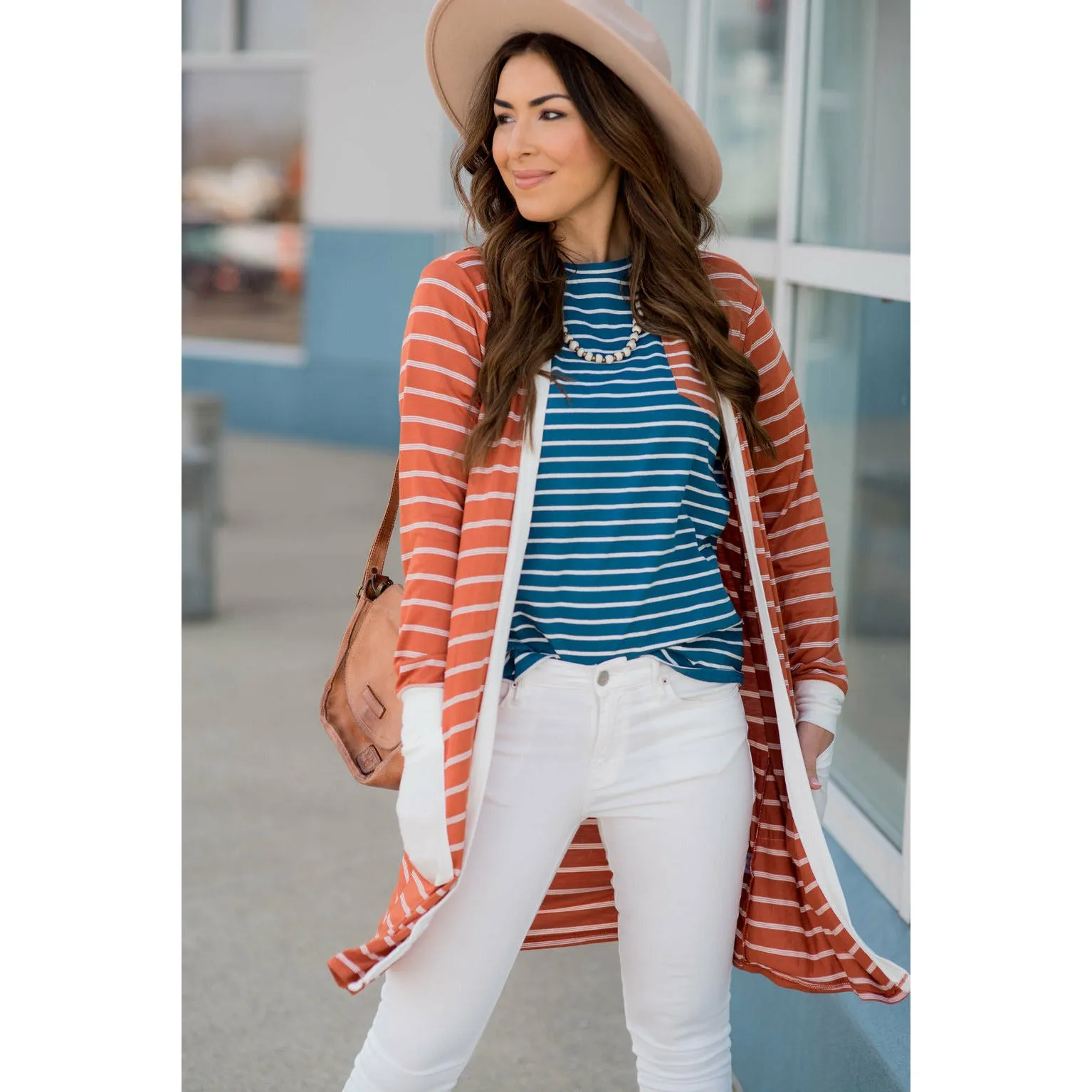 Contrasting Striped Pocket Tee