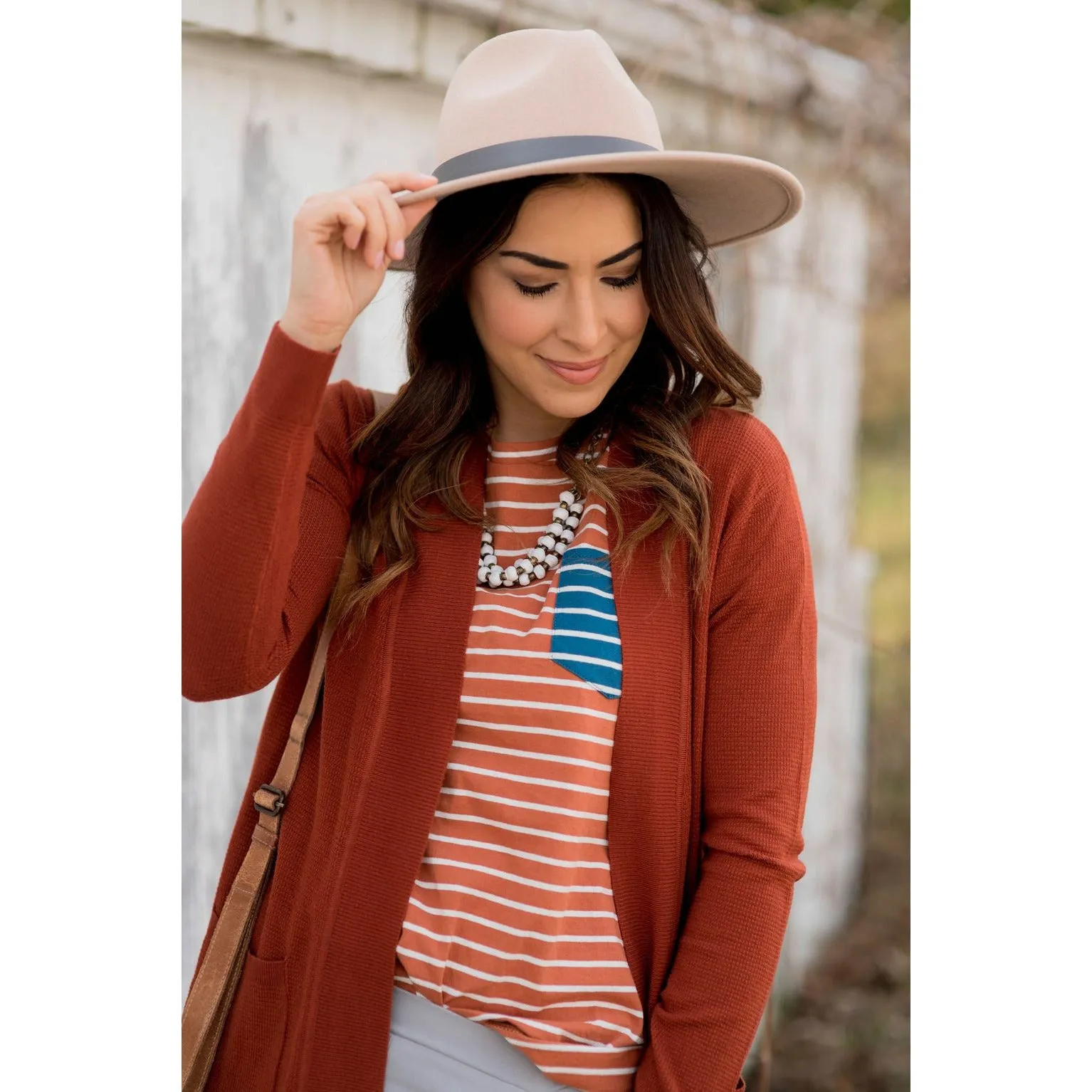 Contrasting Striped Pocket Tee