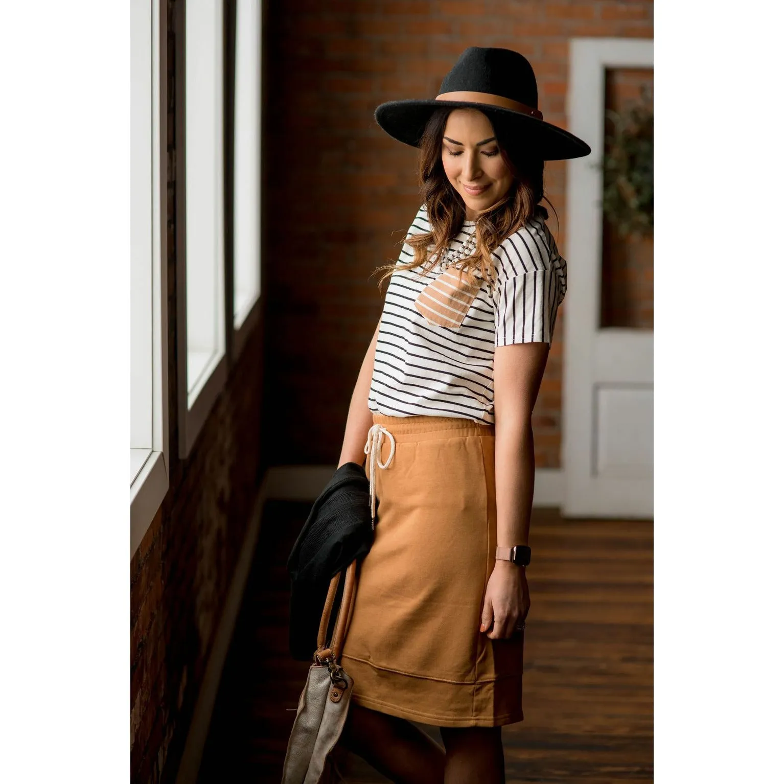 Contrasting Striped Pocket Tee